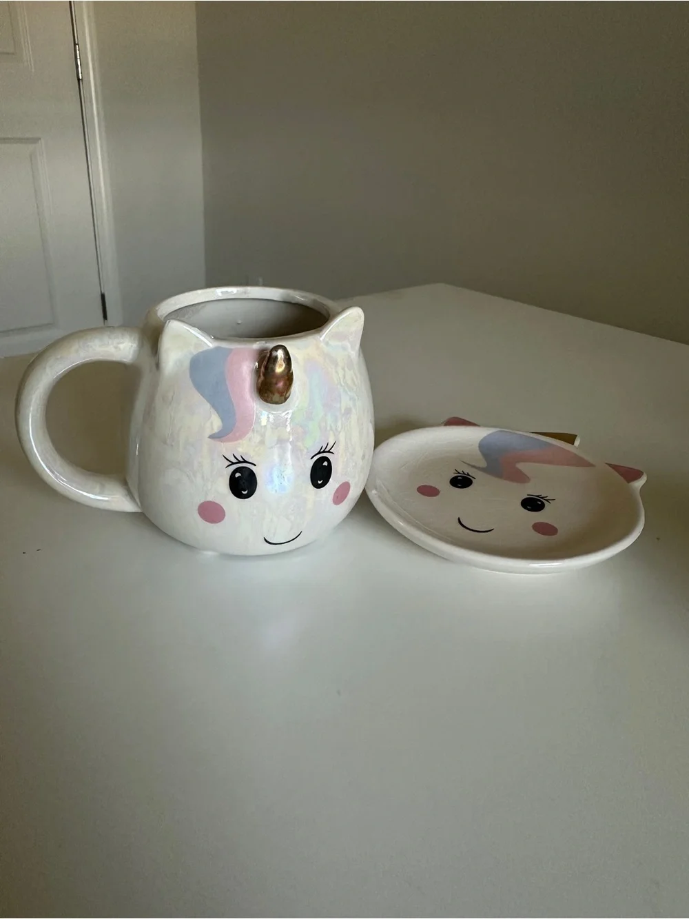 10 Strawberry Street Whimsical Cupboard Iridescent Unicorn Mug & Saucer Set